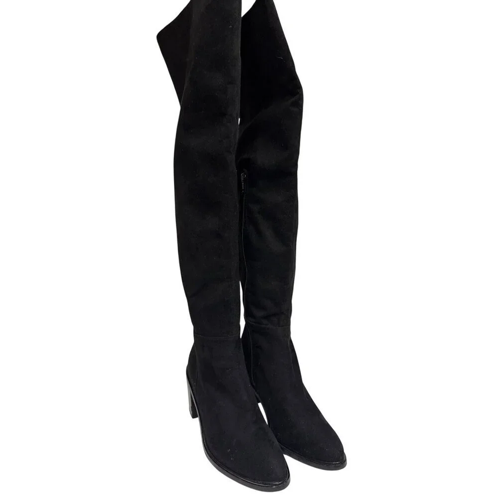 Seychelles Tall Women's Boot Black Heeled Zipper Over Knee High Classic Size 6